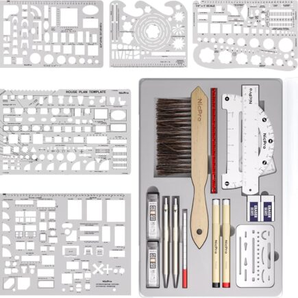 Nicpro 21PCS Professional Drafting Tools & Geometry Set with Case, Architect Compass